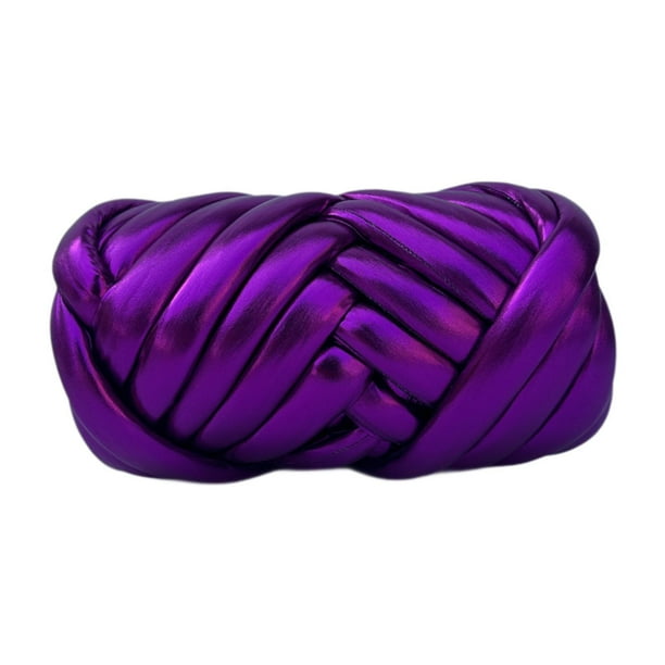 Hilo grueso, hilo voluminoso, tejido a mano, nudo trenzado, 500 g, hilo para tejer a brazo, longitud 15 m Púrpura