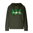 thumbnail image 4 of Women's Waffle Sweatshirts St. Patrick's Day Letter Graphic Print Drawstring Casual Loose Pullover Hoodies with Pockets(Army Green,L), 4 of 5