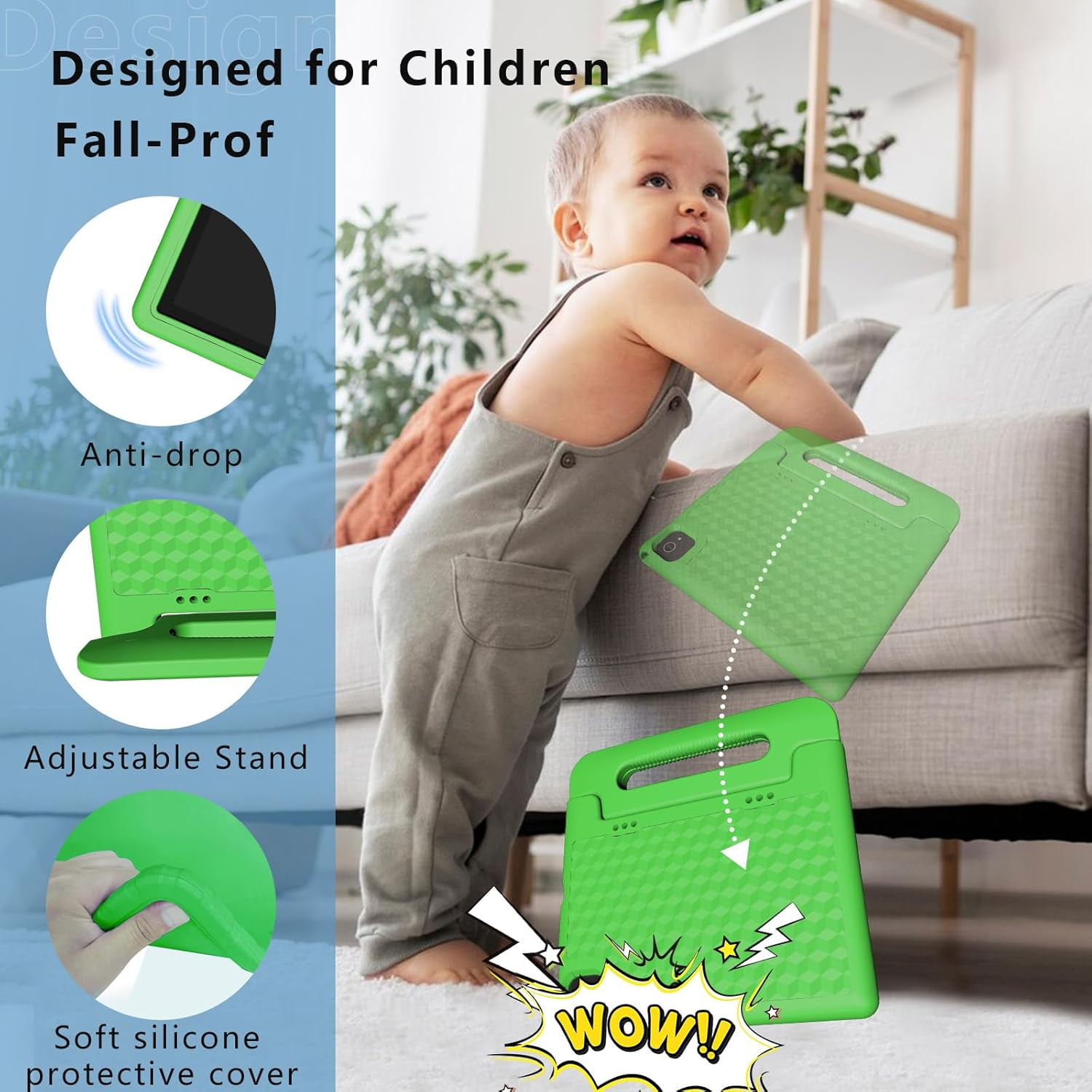 ITDULCET Kids Tablet 10 inch Android 14, 8GB RAM+64GB ROM Toddler Tablet for Children Teen, 2.4G & 5G WiFi, Dual Camera, 10.1" IPS HD Screen Family Link Parent Control, 2-Year Warranty