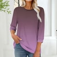 thumbnail image 6 of cocolona Womens Crew Neck T-shirts 3/4 Length Sleeve Womens Tops Dressy Casual Blouse Fashion Gradient Color Tunic Tops, 6 of 6