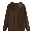 thumbnail image 4 of Women's Plus Size Solid Color Drawstring Hooded Sweatshirt,Autumn Winter Fashion Thermal Plush Oversized Pullover with Pockets,Casual Streetwear Loungewear Top for Daily Wear,Holiday Outfits Coffee S, 4 of 4