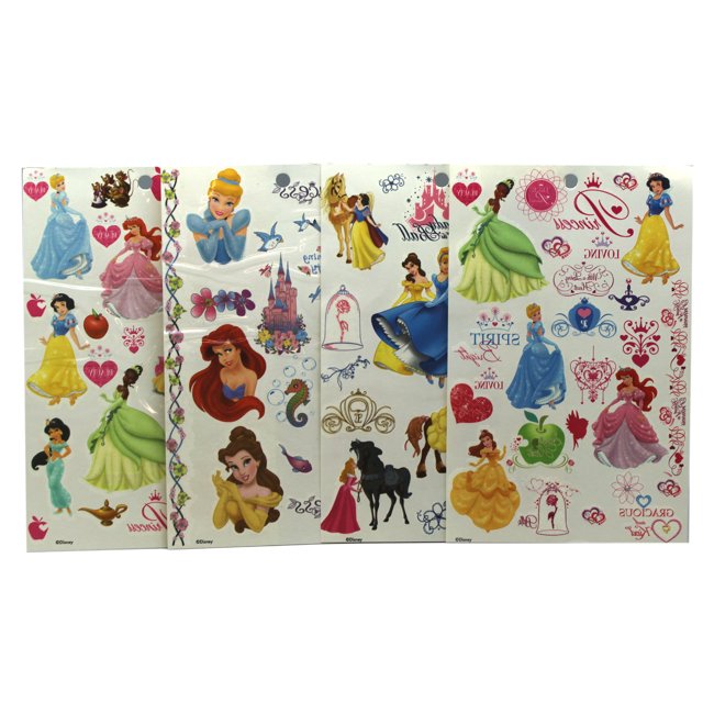 Disney Princess Temporary Tattoo Assortment Set (4 Sheets)