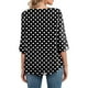thumbnail image 3 of Qarigey Camisa de mujer Estampado de media manga Top Camisa de mujer Estampado de medio cuello Blusa informal Prendas para la parte del cuerpo puntos blancos negros XL, 3 of 4
