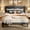 Dark Gray, variant on Full Size Bed Frame, Bed Frame with Wingback Headboard Hold 850 lbs, Dark Gray