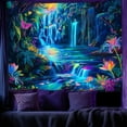 thumbnail image 2 of Blacklight Fantasy Forest Tapestry Aesthetic Flower Butterfly UV Reactive Tapestry Wall Hanging for Bedroom Living Room, 60X40IN, 2 of 5