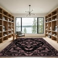 thumbnail image 2 of ODIKA 9'x12' Washable Area Rug Non-Slip, Chair-Friendly Butterfly Vintage Damask Shaped Pink Print Goth Ornate Gothic Moth Refined for Dining Room, Basement, Large Office, 2 of 7