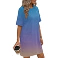 thumbnail image 4 of YHAJDS Short Sleeve Round-Neck Dress for Women Gradient Color Casual Pocket Tunic Summer, 4 of 5