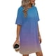 thumbnail image 3 of Mujeres Manga Corta Tops Impresión Casual Cuello Redondo Vendaje Vestido Falda de las Señoras, Vestido de Manga Corta para las Mujeres Primavera Verano Uso Diario, 3 of 6