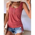 thumbnail image 4 of Womens U Neck Tank Tops Summer Sleeveless Loose Button Casual Henley Shirts Pink L, 4 of 9