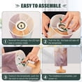 thumbnail image 4 of Pink and Gold Marble Bedside Table Lamp LED Warm Lights with USB Charging Port Retro Cylinder Desk Lamps, 4 of 7