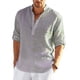 thumbnail image 4 of Camisa de lino de manga larga para hombre, camisa informal de algodón y lino, top S-5xl, 4 of 4