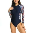 thumbnail image 7 of Wycnly Bathing Suits for Women Womens Swimsuits Womens One Piece Swimsuits Open Zipper Fashion Leaves Print Long Sleeve Athletic Swimwear Ladies Girls Training Bathing Suit One Piece Bathing Suit, 7 of 7
