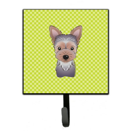 

Carolines Treasures BB1294SH4 Checkerboard Lime Green Yorkie Puppy Leash or Key Holder 7Hx4.25W multicolor