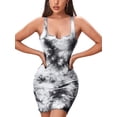thumbnail image 1 of Coduop Women's Tie Dye Sleeveless Tank Dress Notched Neck Short Bodycon Dress, 1 of 7