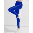 thumbnail image 2 of Hansber Men Women Active Yoga Leggings Shiny Metallic Pants Workout Cycling Running Tights Royal Blue L, 2 of 4