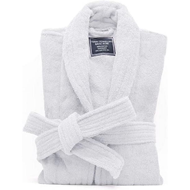 Terry Cloth Robes for Man AllCotton Bathrobe, White Luxury Shower Robe