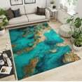 thumbnail image 2 of Green Gold Marble Area Rug, Retro Abstract Luxury Machine Washable Carpet, Lightweight Portable Breathable Soft Comfortable for Bedroom Living Room Study Office 3x4ft, 2 of 7