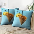 thumbnail image 4 of LALILO Throw Pillow Covers Ice Cream Cone With Black Straws Bright Blue Cushion Cover 18" x 18", 2 Pack, 4 of 6