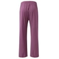 thumbnail image 3 of Women's cotton and linen leggings, high-waisted, casual, loose-fitting, straight-leg with pockets., 3 of 9