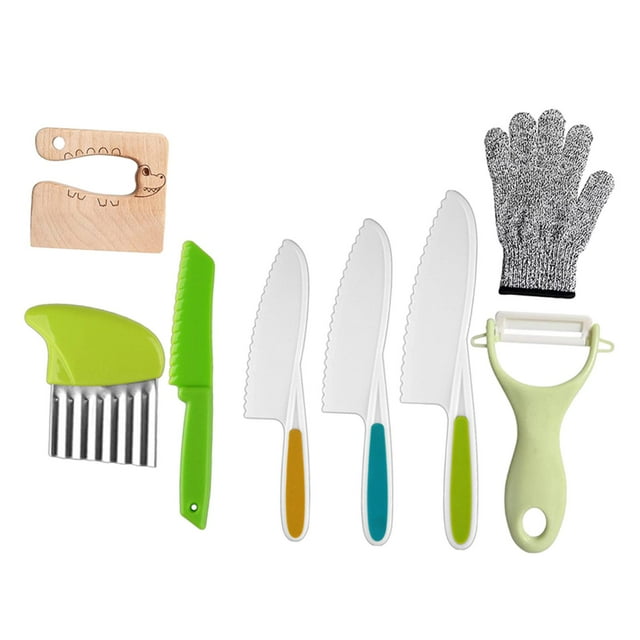 Juego de cuchillos para niños, herramientas de cocina para niños pequeños, juego de utensilios de cocina para actividades de aprendizaje, juguetes de 8 piezas
