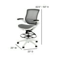 thumbnail image 6 of Emma + Oliver Gray Mid-Back Mesh Drafting Chair with White Frame and Flip-Up Arms, Gray Mesh, 6 of 15