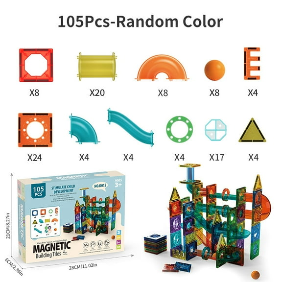 Funtogether Toys Magnetic Tiles Building Blocks Set for Kids, 3D Magnet Building Tiles, Creative Educational STEM Construction Toys for Toddlers