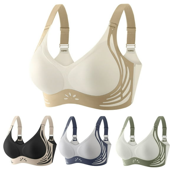 Minimizer Bras for Women,Full Coverage No Underwire Bralettes,Push Up Seamless Bras Anti Sagging Underwear,Beige-M