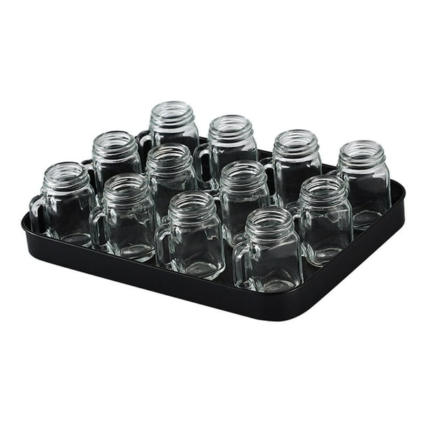 Juego de 12 vasos de con bandeja de soporte, vasos, tarros, cócteles, vasos para eventos, aniversario