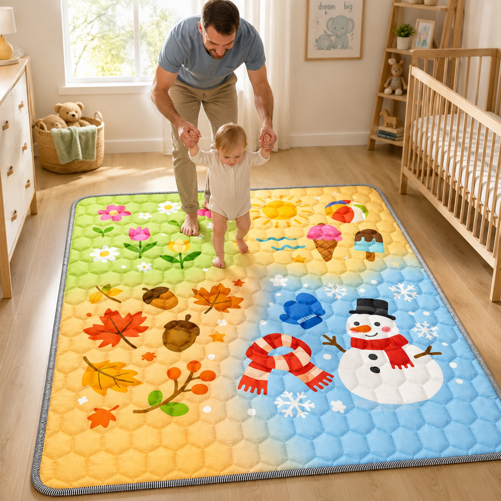 BEAUTYPEAK Large Baby Play Mat, 71"x79" Crawling Mat for Floor, Non-Slip Foldable Mat for Toddlers and Babies