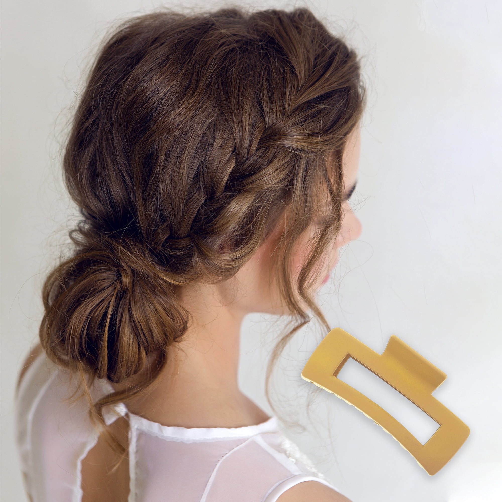 Unique Bargains Rectangle Frosted Hair Clips Blue Yellow Wine Red Army Green 4 Pcs