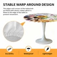 thumbnail image 2 of Elastic Fitted Round Tablecloth, Spring Dog Waterproof Stretch Table Cover for 45"-54" Tables, Watercolor Botanical Floral Sunflower Washable Outdoor Tablecloths for Patio, Picnic, Camping, 2 of 9