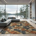 thumbnail image 2 of ODIKA 8'x10' Washable Area Rug Non-Slip Chair-Friendly Mat Geometric Interlocking Pour Block Motif Weathered Abstract Contemporary for Dining Room, Large Office, Lounge, 2 of 7