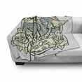 thumbnail image 2 of Anchor Soft Flannel Fleece Blanket, Anchor and Roses Antique Monochrome Clouds Bird Wings Old Style Sketching Print, Cozy Plush for Indoor and Outdoor Use, 60" x 80", Eggshell Grey, by Ambesonne, 2 of 5