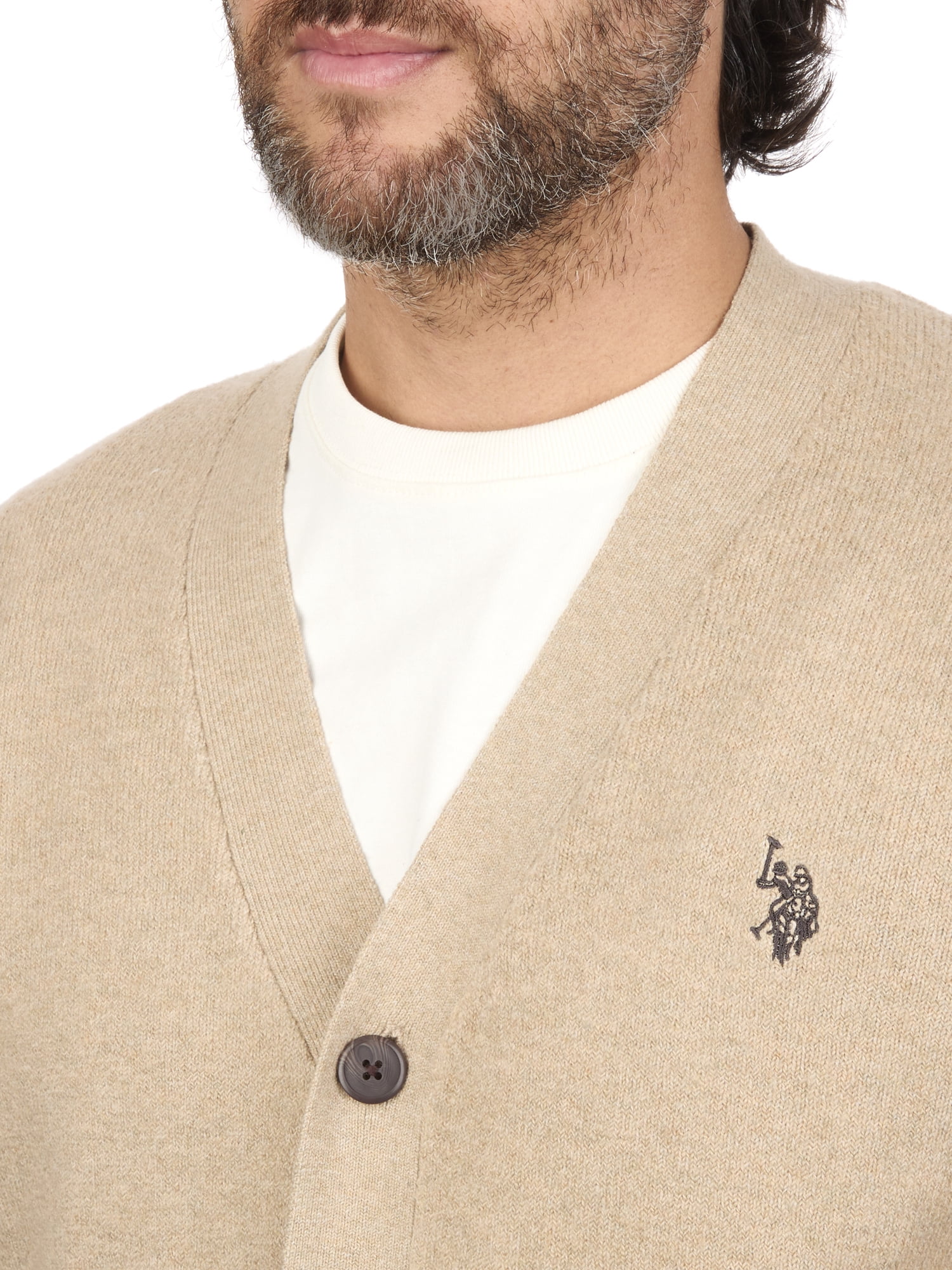 U.S. Polo Assn Men's Jersey V-Neck Button Cardigan Sweater