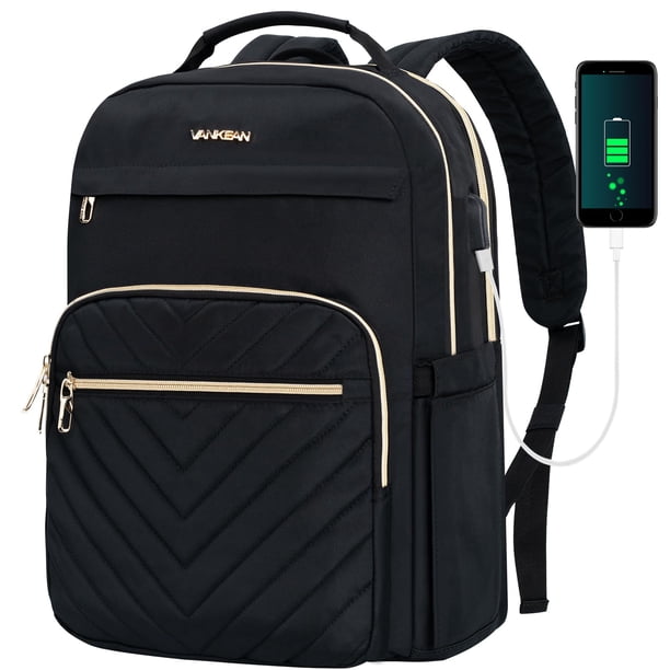 Mochila para portátil VANKEAN de 17.3 pulgadas, impermeable, puerto USB, negra