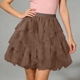 thumbnail image 2 of XIAONU Women's Layered Tulle Skirt Flared Elastic Waist Ruffled Skirt Lightweight Feminine Party Bottoms, 2 of 4