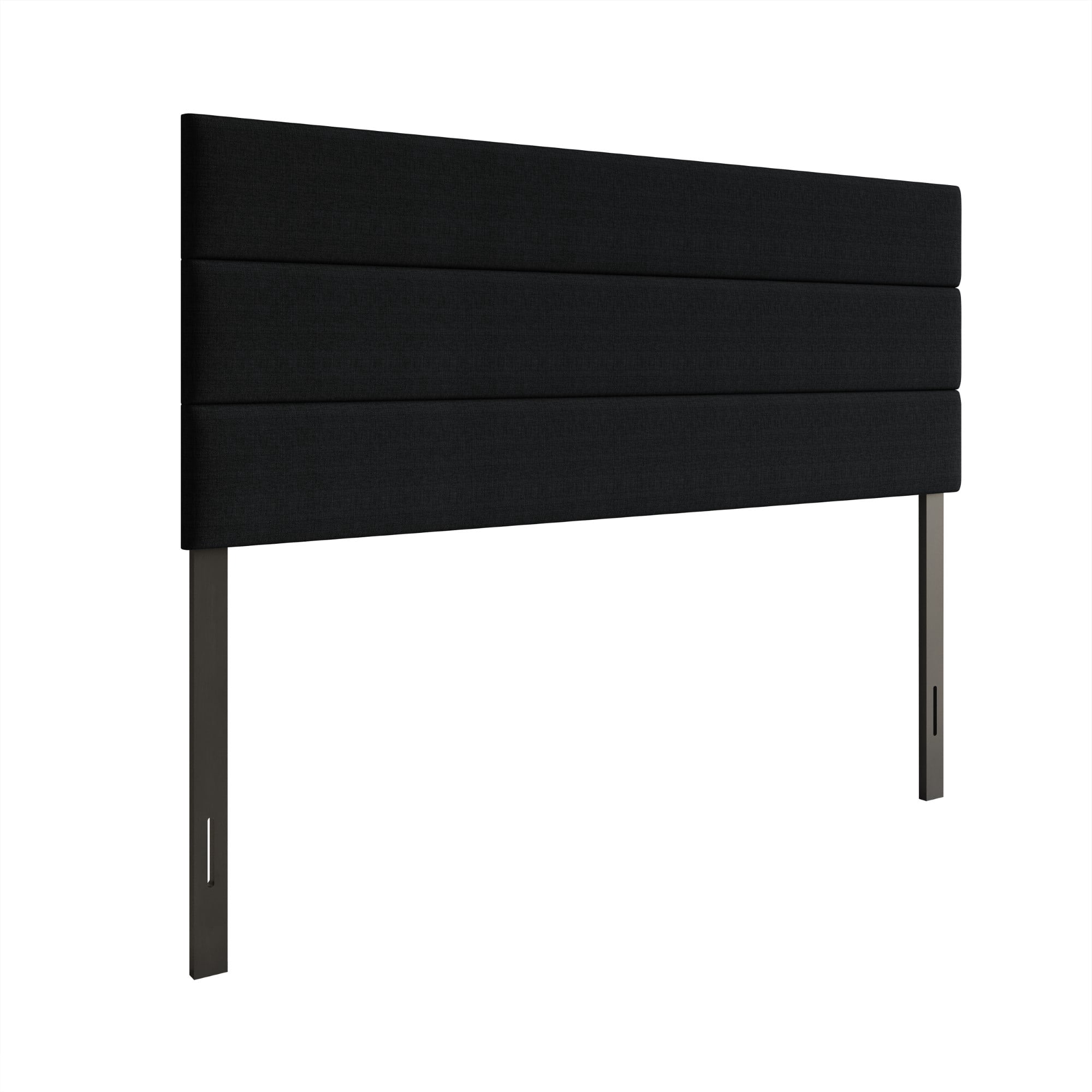Home Design Corona Twin Upholstered Headboard with Foam Padding and Adjustable Base, Black, Easy Assembly
