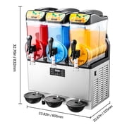 VEVOR Commercial Frozen Drink Maker, 15Lx3 Triple Tank Slushy Machine, 180 Cups Stainless Steel Margarita Smoothie Frozen Drink Machine, Slushie Maker