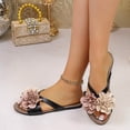 thumbnail image 4 of Abomasnow Women's Round Toe Flower Flat Sandals Soft Boho Open-Toe Slip On Flat Sandals Summer Beach Vacation Slippers, 4 of 9