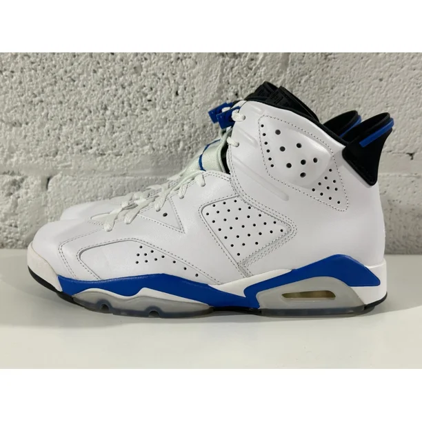 Ni - ke NEW Ni - ke Air Jordan 6 Retro 2014 Sport Blue White Black 384664-107 Men's Sz 8.5