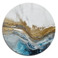 thumbnail image 2 of Designart "Modern Contemporary Abstract Grey and Gold IV" Abstract Marble Metal Round Wall Art, 2 of 5