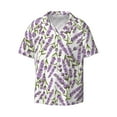 thumbnail image 5 of Daiia Lavender Flowers Men's Linen Shirts Short Sleeve Casual Shirts Button Down Shirt for Men Beach Summer Wedding Shirt-Small, 5 of 6