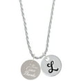 thumbnail image 1 of Delight Jewelry Stainless Steel In all things Give Thanks Disc - Silvertone Script Initial Disc - L - Charm Necklace, 20"+3", 1 of 4