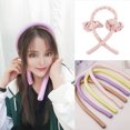 thumbnail image 4 of Hair Curling Rod Ribbon Heatless Foam Hair Roller Clip Reusable Portable Wrap Headband, Light Pink, 4 of 9