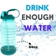 thumbnail image 2 of Motivational Water Bottle with Time Marker 64oz Tumbler with Straw BPA Free Leakproof for Men Women School Office Workout Yoga Camping Hiking Fitness Outdoor Activities (Blue), 2 of 7