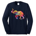 thumbnail image 2 of Wild Bobby, Colorful Walking Good Luck Elephant Animal Lover Mens Long Sleeve Shirt, Navy, 2XL, 2 of 3