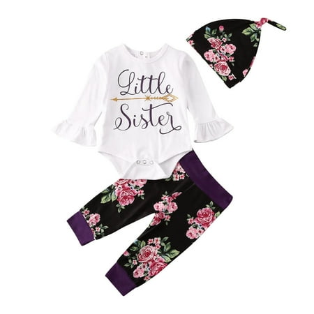 

Canrulo Big/Little Sister Matching Set Baby Girls Tops Romper Pants Outfits Clothes Little Sister 6-12 Months