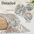 thumbnail image 2 of Paisley Flower Pillow Covers, Linen Long Throw Pillow Case, Spring Watercolor Floral Leaf Plant Orange Holiday Pillow Protector Decorative Cushion Cover for Living Room/Bedroom 12" x 20", 2 of 8