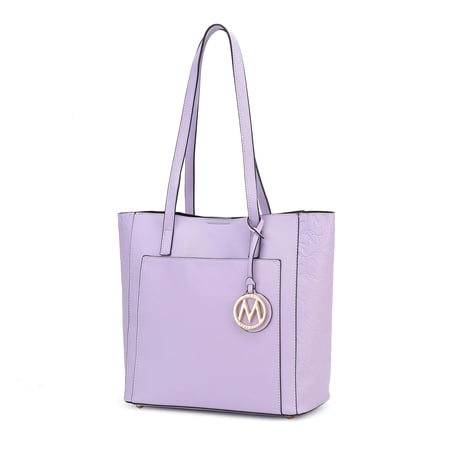 MKF Collection Lea Vegan Leather Women's Tote Bag, Fashionable Shoulder Purse Handbag by Mia K - Lilac