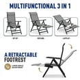 thumbnail image 4 of Set of 2 Folding Oversized Lounge Chairs XL Outdoor High Back Chair Camp Reclining Chair with Retractable Footrest for Poolside Backyard, Gray, 4 of 9